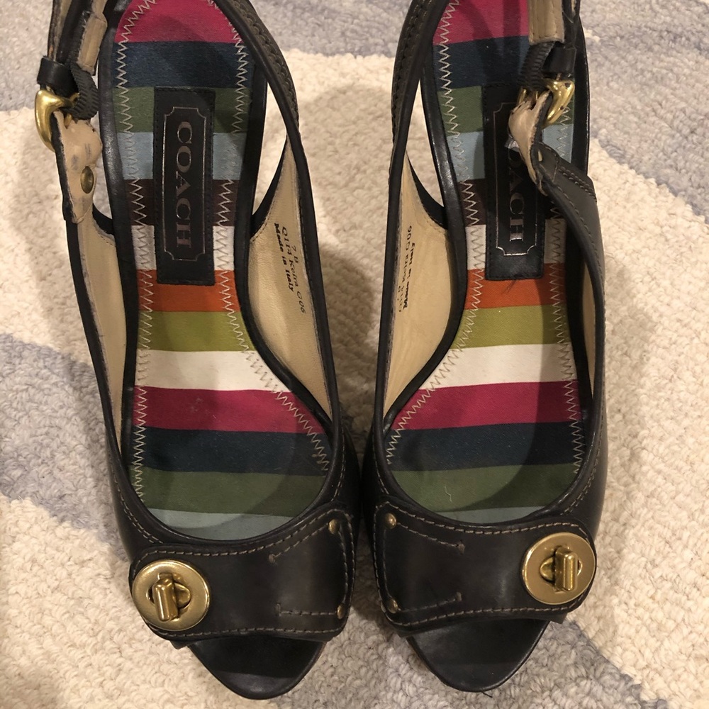 Coach Keira navy sling back high heels